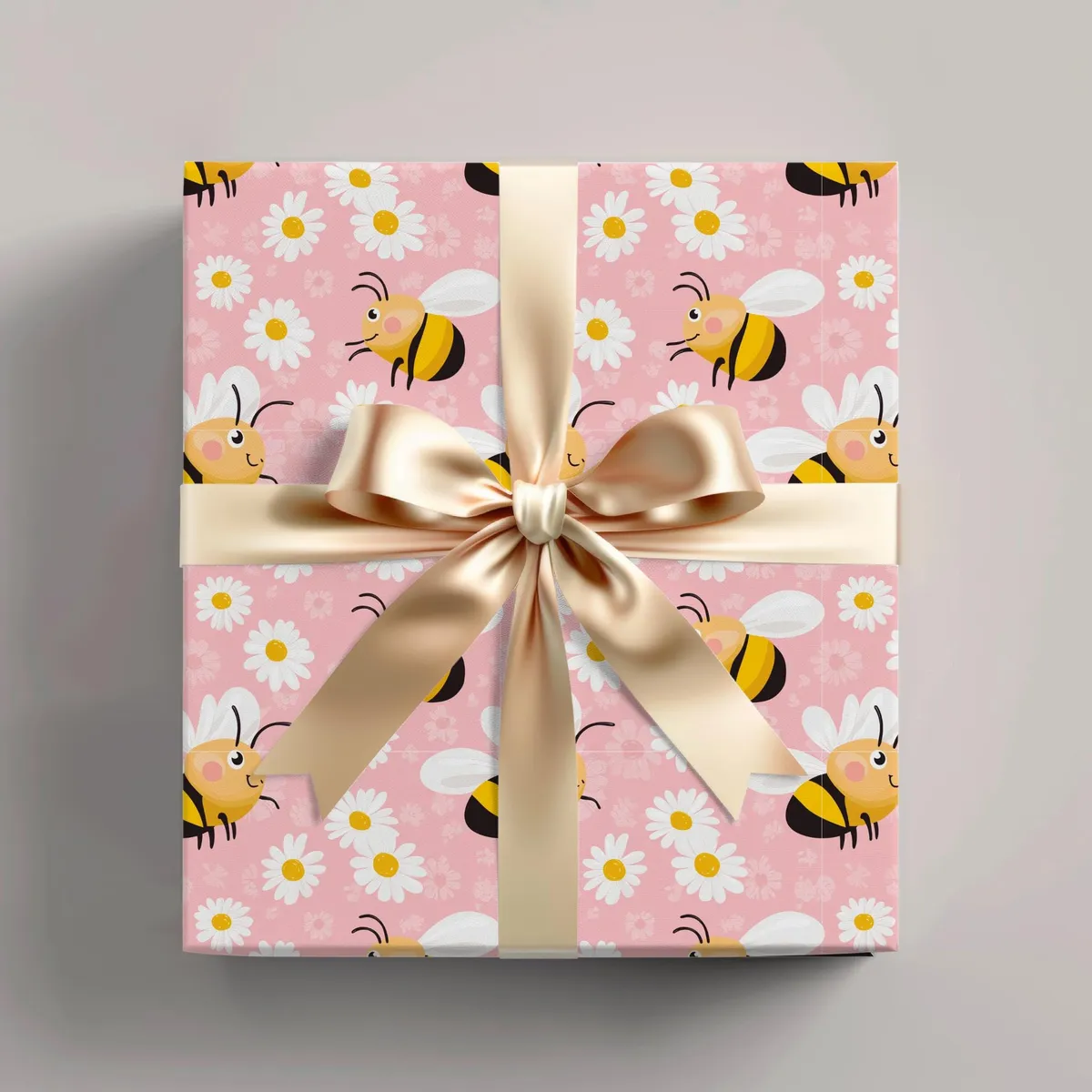 Bee and Daisy Wrapping Paper: Floral Gift Wrap — view 1