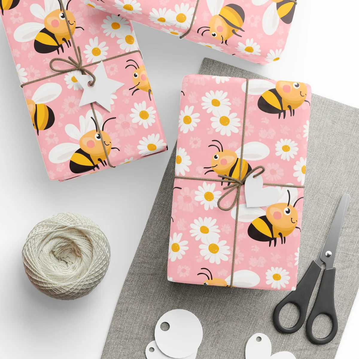Bee and Daisy Wrapping Paper: Floral Gift Wrap — view 2