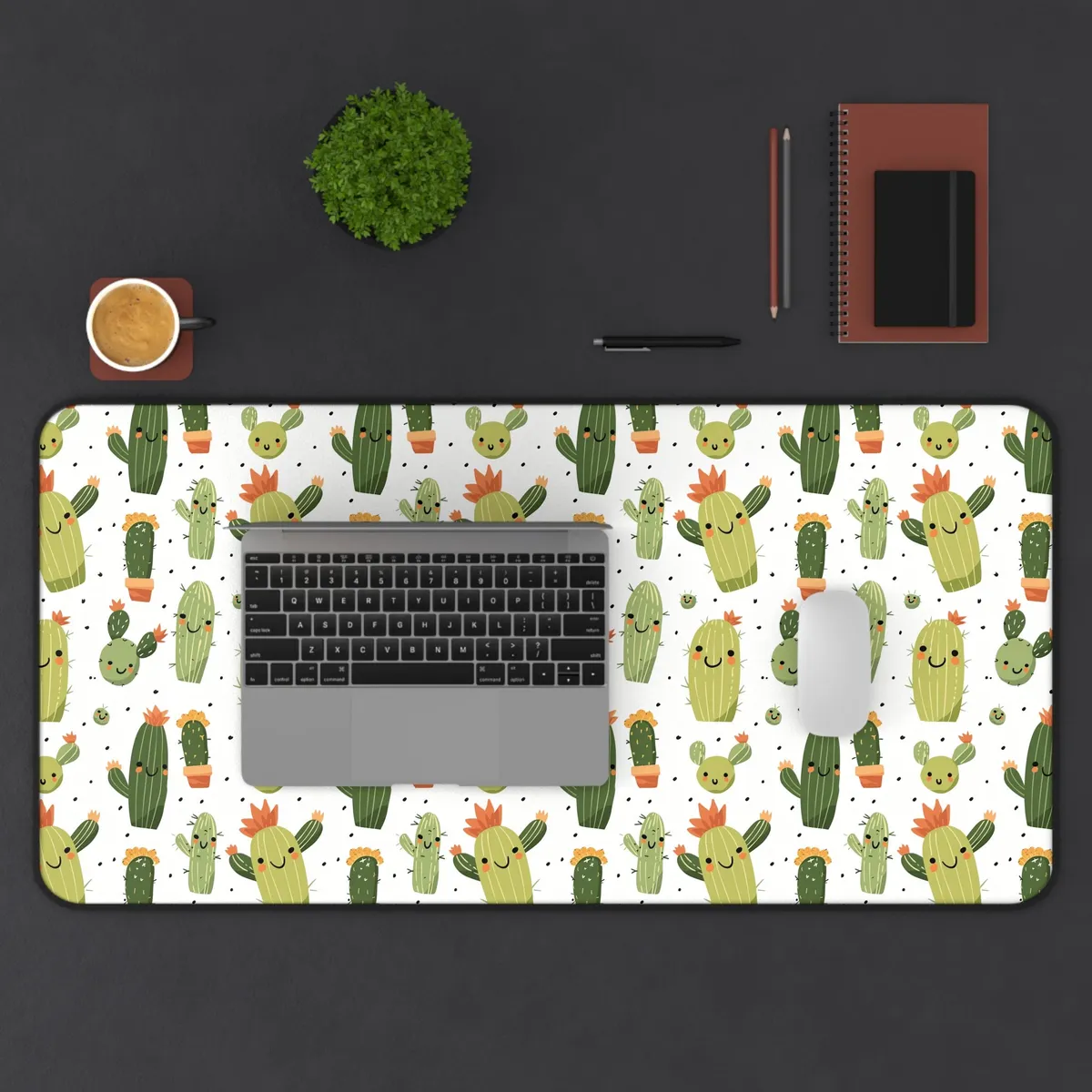 Happy Cactus Desk Mat β view 1