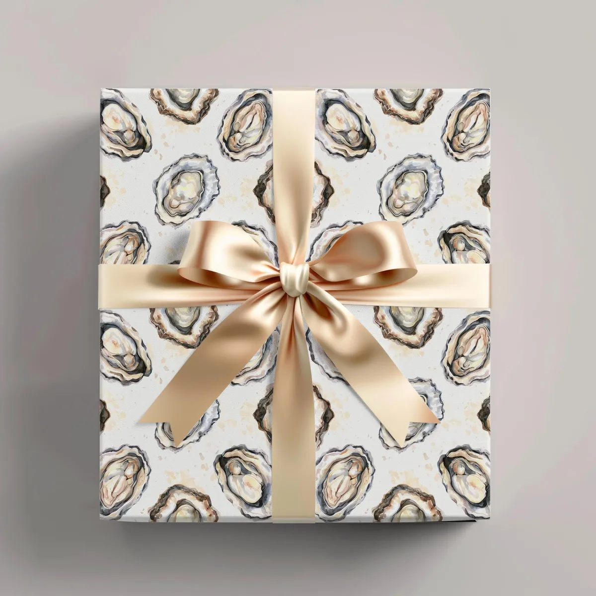 Oyster Theme Wrapping Paper: Artsy Coastal Gift Wrap — view 1