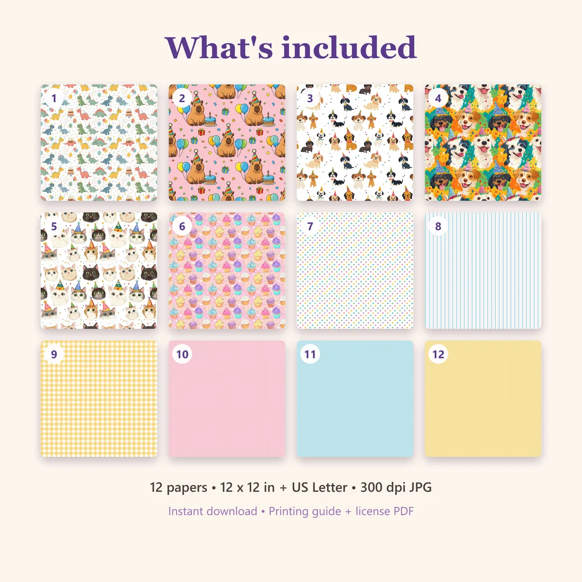 Party Animals Digital Paper Pack — view 2