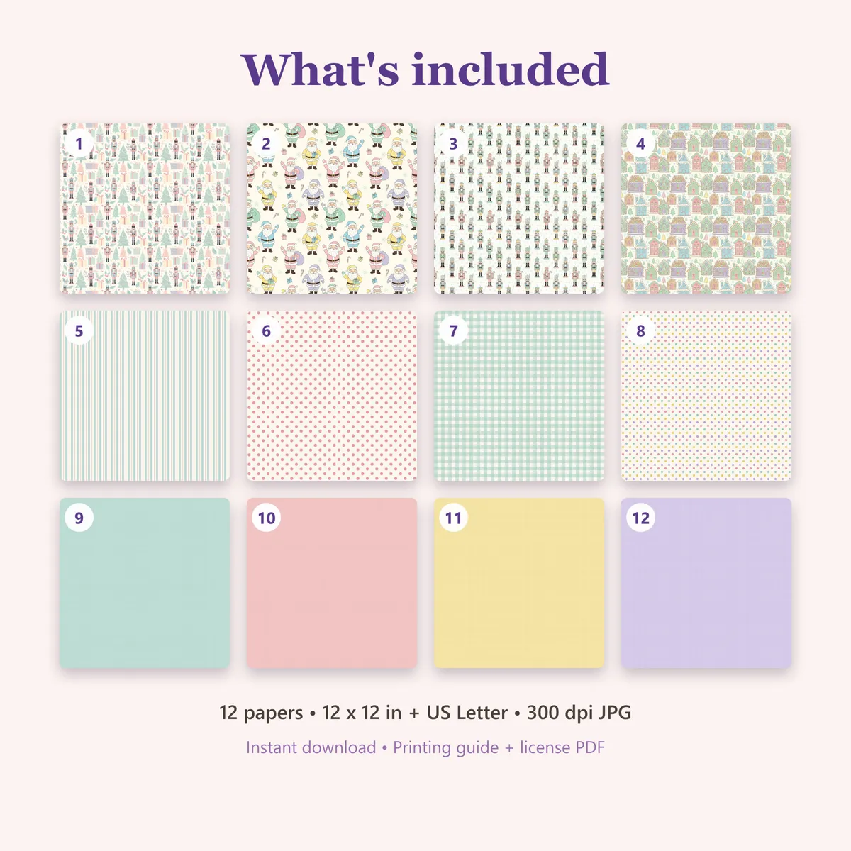 Pastel Christmas Digital Paper Pack — view 2