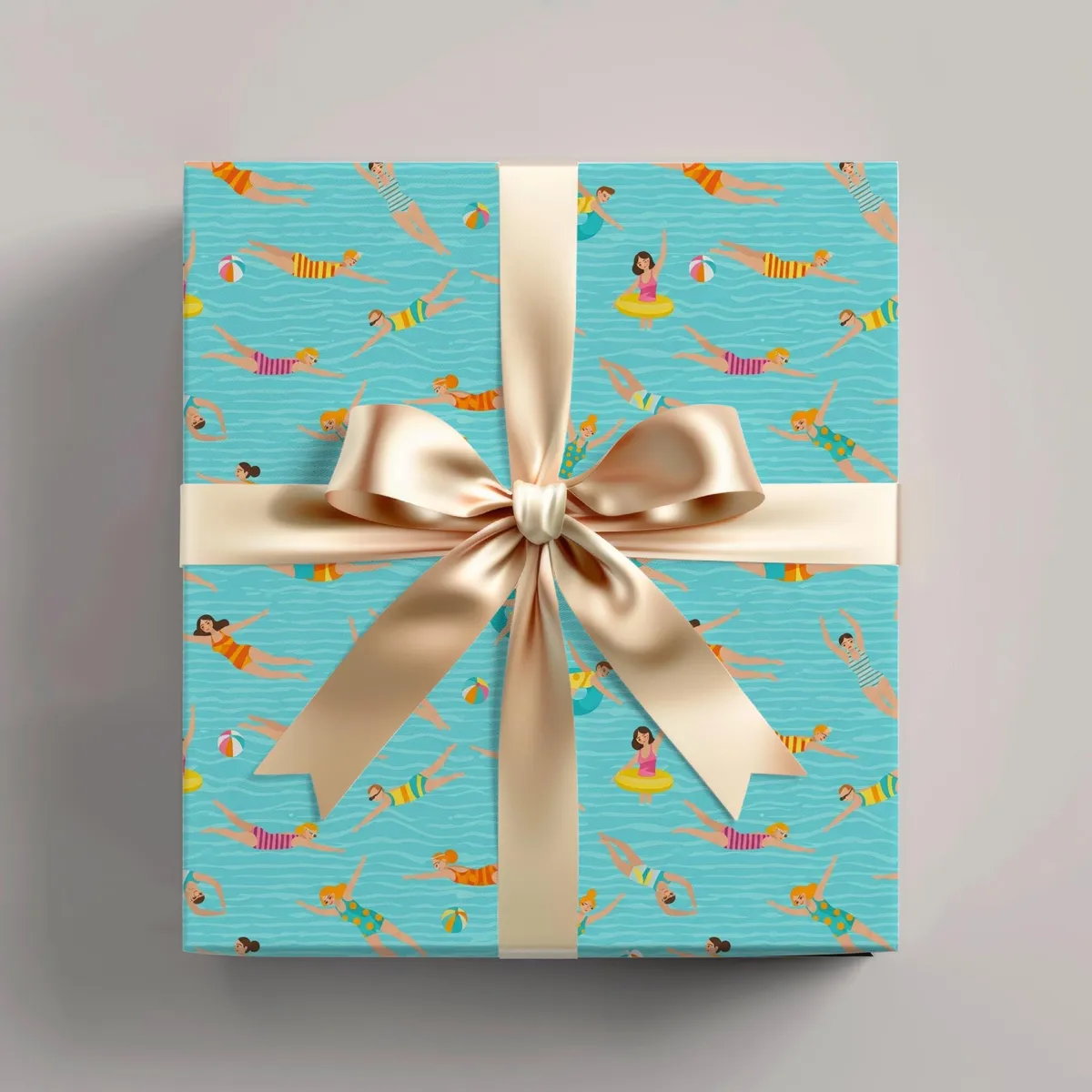 Retro Swimmers Wrapping Paper — view 1
