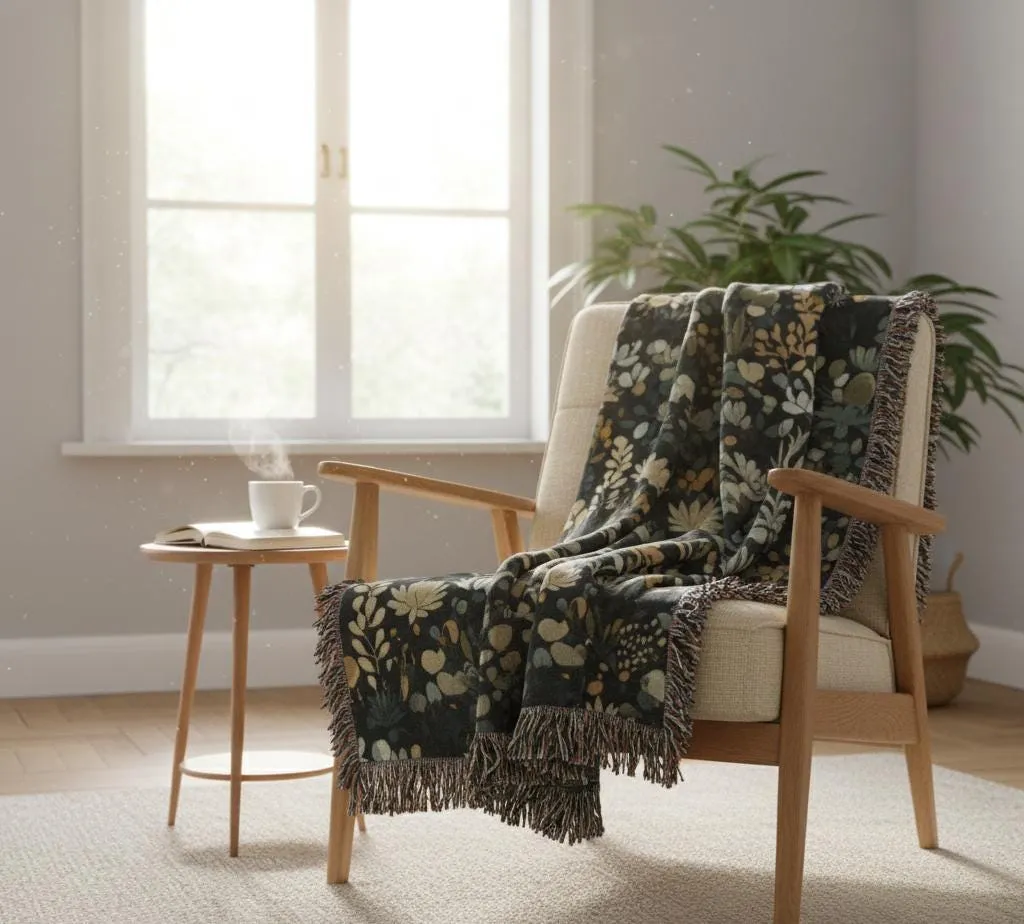 Succulent Tapestry Woven Blanket – Cozy Botanical Throw — view 1